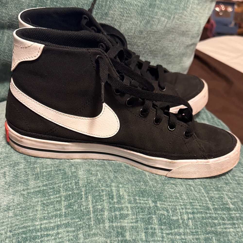 Nike Black High-Top Sneakers with White Swoosh
